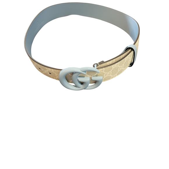 NWT Gucci GG Marmont Blue GGSupreme Wide Belt main image 7
